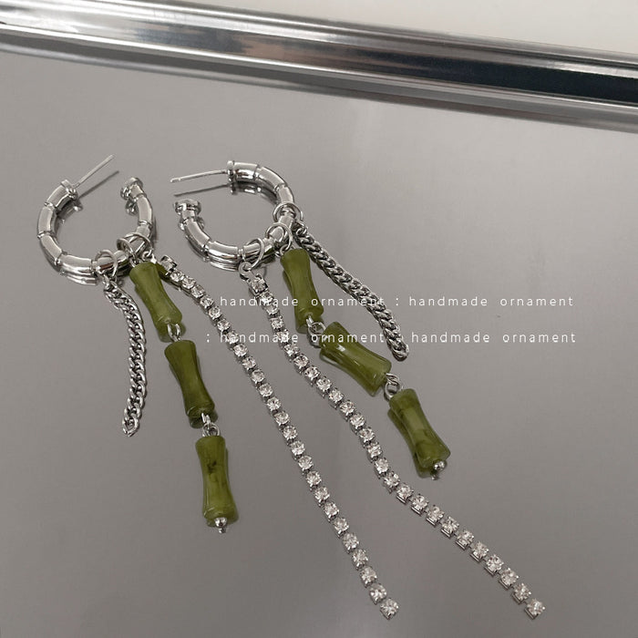 Wholesale Earrings Alloy Long Bamboo Silver Stud Earrings JDC-ES-Tql005