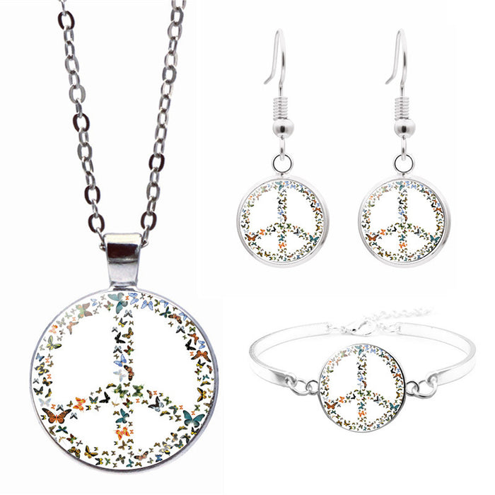 Wholesale Peace Sign Time Gemstone Necklace Set JDC-NE-Jiayun004