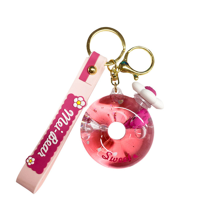 Wholesale Keychain Acrylic Donut Pink Liquid Quicksand JDC-KC-WAN045