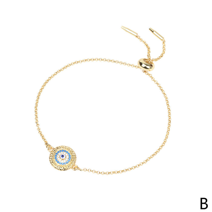 Wholesale Diamond Bracelet Women Design Round Eye Copper Drop Oil Pull Handle Jewelry JDC-BT-TianY001