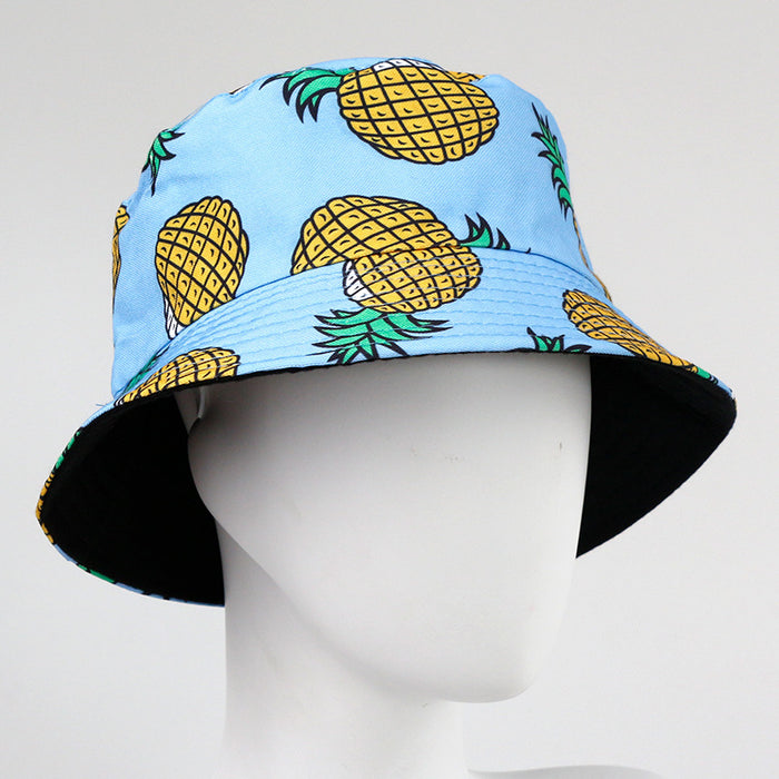 Wholesale Double Sided Pineapple Bucket Hat Surf Sun Protection Sun Hat JDC-FH-YFan003