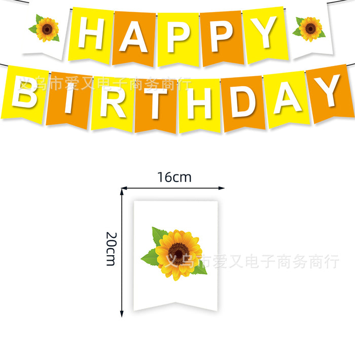 Conjunto de decoración de la fiesta de cumpleaños con temas de verano de girasol al por mayor (M) MOQ≥5 JDC-DCN-AIY003