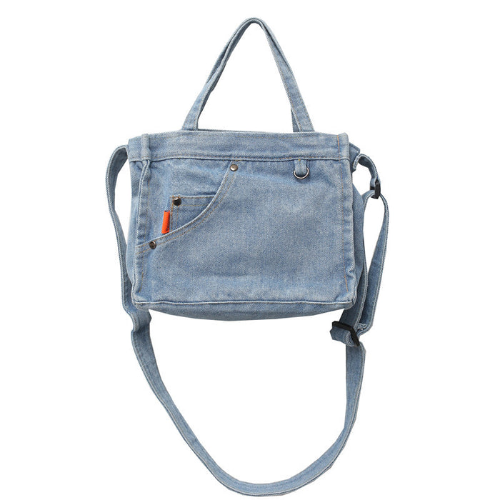 Wholesale denim retro blue literary Mori small shoulder bag JDC-SD-Zhibei004