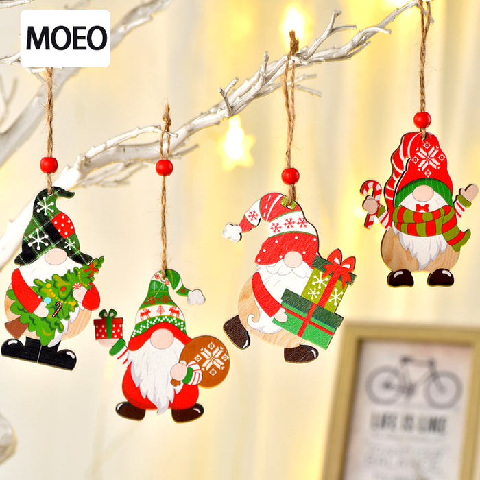 Wholesale Christmas Decorative Painted Wooden Small Pendant MOQ≥2 JDC-DCN-MeiS003