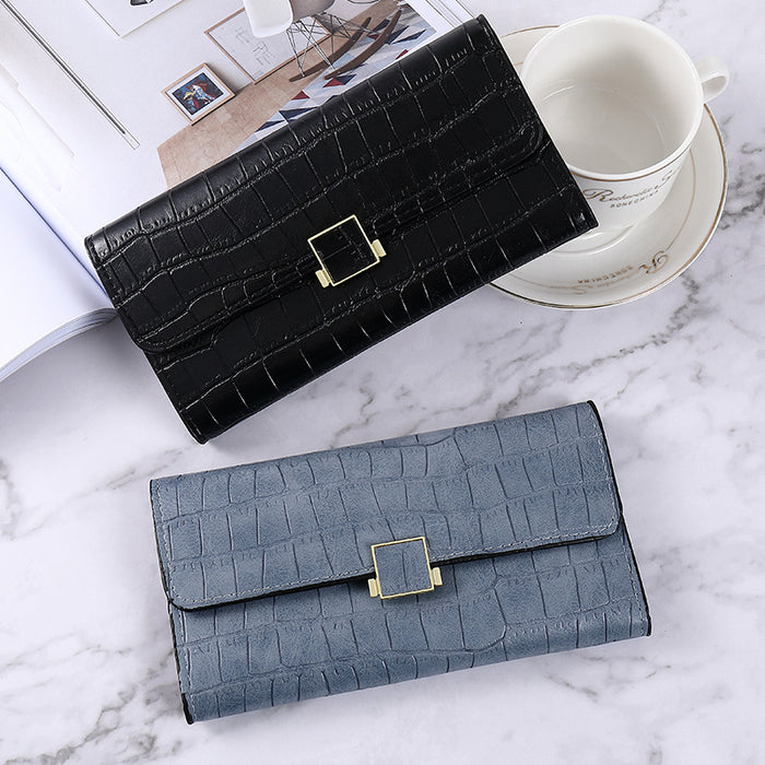 Wholesale Wallet PU Solid Color Buckle Multi-card Large Capacity Coin Purse JDC-WT-Enyibei003
