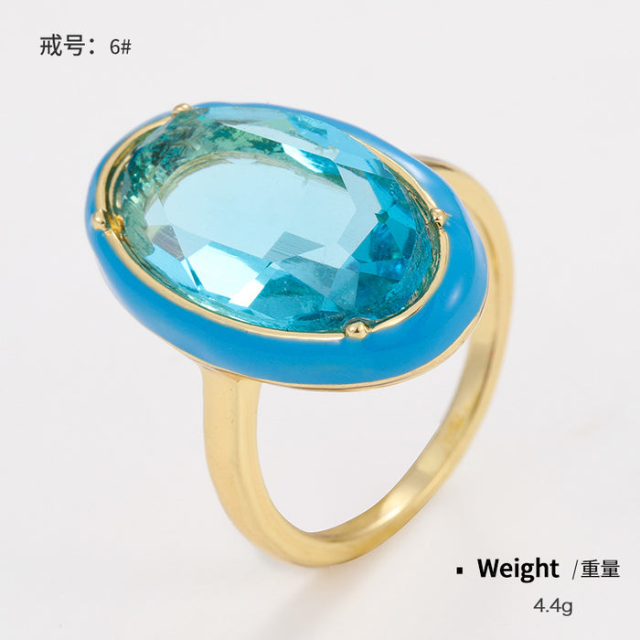 Wholesale Gemstone Enamel Alloy Zircon Ring JDC-RS-KenJ001