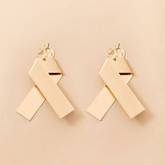 Wholesale Alloy Cross Irregular Gold Earrings MOQ≥2 JDC-ES-lingg012