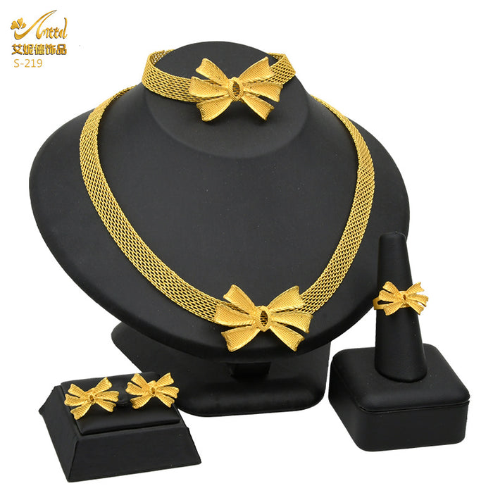 Pendientes de pendientes de collar de oro con flores nupciales al por mayor Pendientes de pendientes de collar del anillo MOQ≥2 JDC-JS-and001
