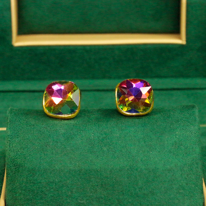 Wholesale Necklaces Alloy Earrings Necklace Set Colorful Square Diamonds JDC-NE-JYS045