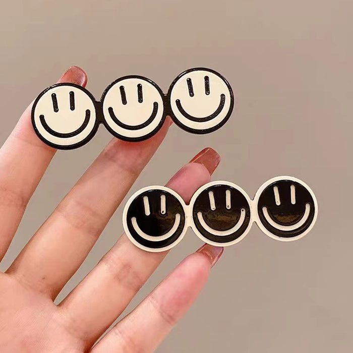 Wholesale Hair Clips Acrylic Black and White Smiley Simple JDC-HC-LiuJ001