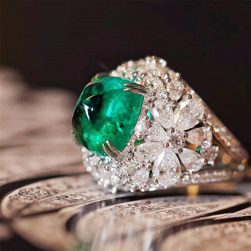 Jewelry WholesaleWholesale Emerald Green Zircon Copper Ring MOQ≥2 JDC-RS-CaoS022 Rings 曹适 %variant_option1% %variant_option2% %variant_option3%  Factory Price JoyasDeChina Joyas De China