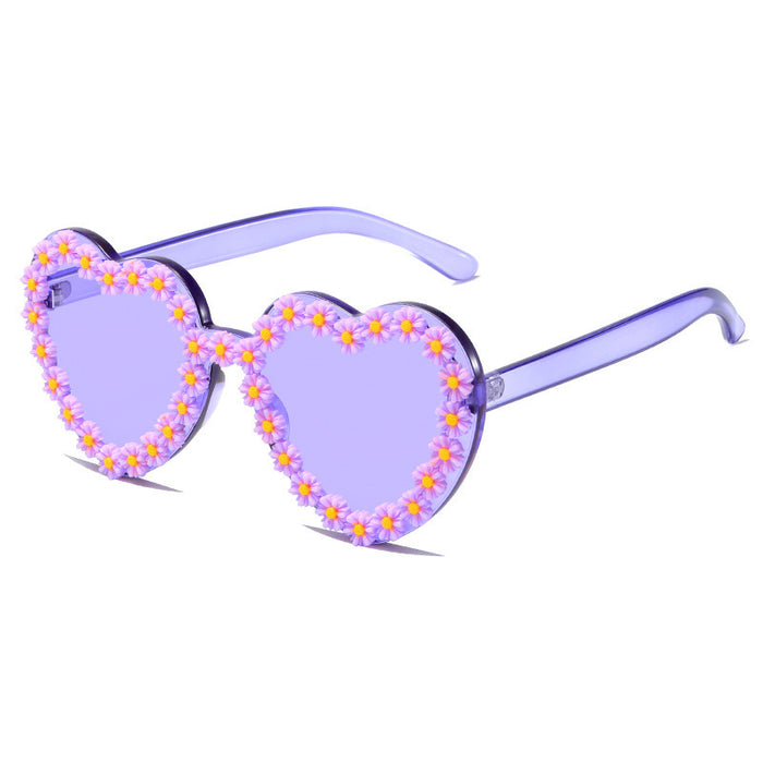Gafas de sol HD en forma de jóvenes al por mayor creación de gafas de sol en forma de corazón JDC-SG-HongW007
