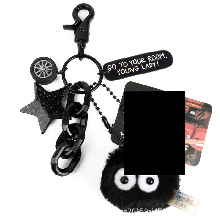 Wholesale Keychains Hair Ball Acrylic Black Coal Elf JDC-KC-YiHan044