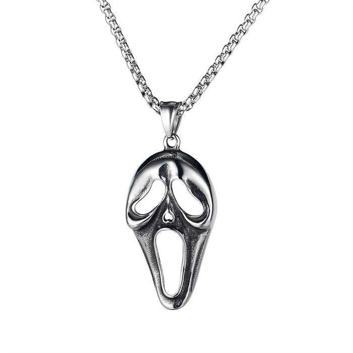 Wholesale Necklace Stainless Steel Halloween Retro Crescent Skull Demon JDC-NE-MoFei001