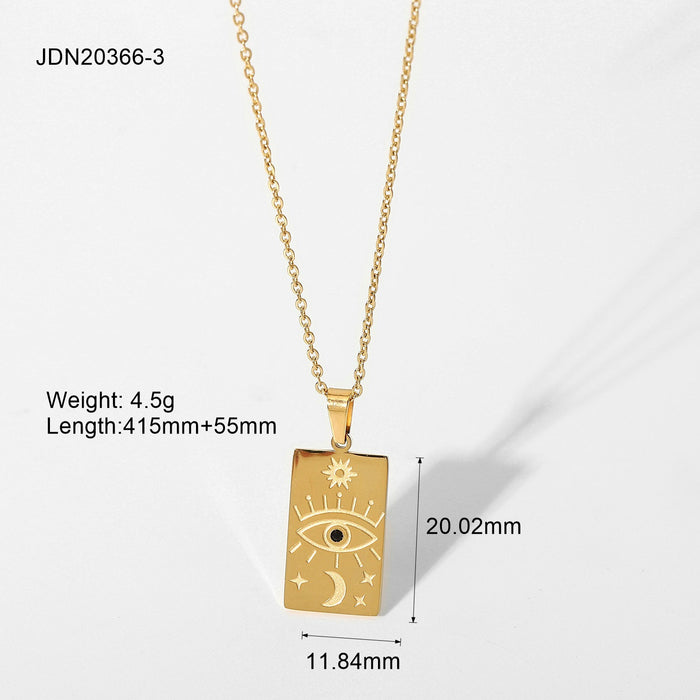 Wholesale Stainless Steel Necklace Fashion Personality Necklace Square Tarot Card Illustration JDC-NE-JD396