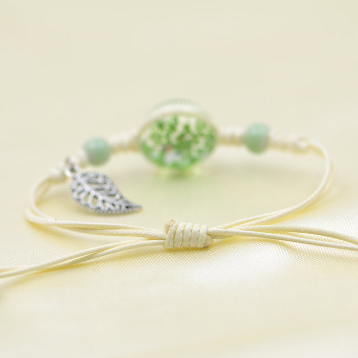 Wholesale Bracelet Acrylic Waxed Thread Dried Flower Bracelet Leaf Lace JDC-BT-YanX001