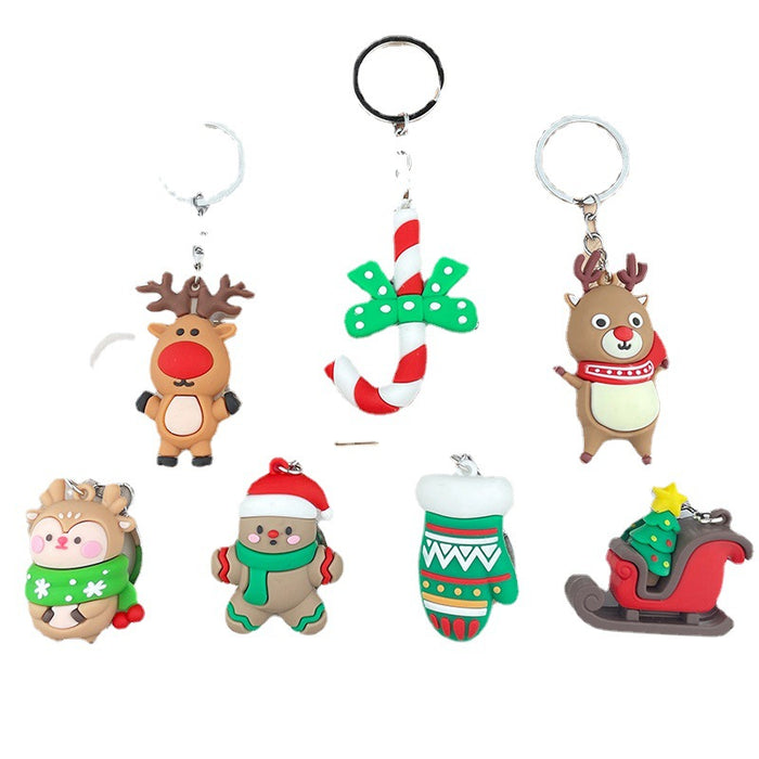 Wholesale Keychains PVC Cartoon Santa Claus without key ring MOQ≥2 JDC-KC-HaoH005