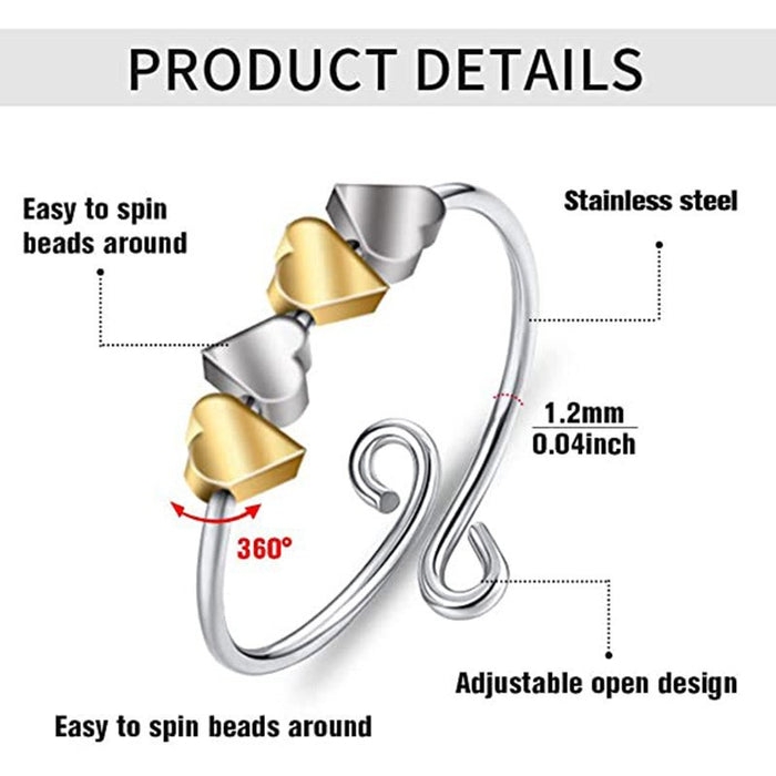 Wholesale Ring Titanium Steel Heart Rotary Decompression JDC-RS-LongR013