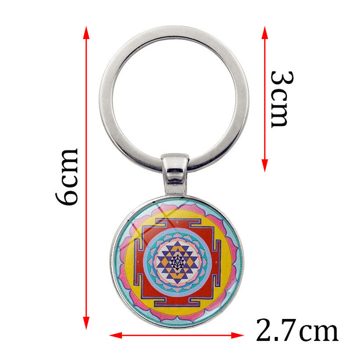 Wholesale Keychains Alloy Glass Sheet Sri Lanka Sacred JDC-KC-HengX013