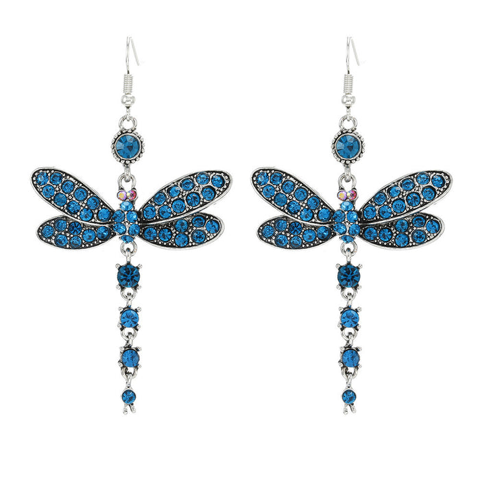 Wholesale Full Diamond Dragonfly Alloy Earrings MOQ≥2 JDC-ES-Kaiwei005