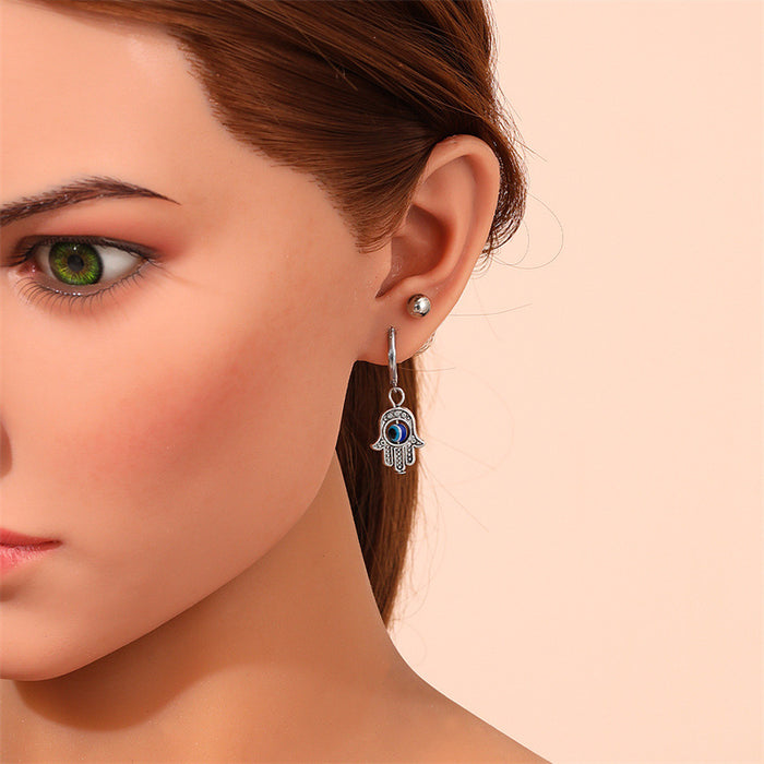 Wholesale Earring Alloy Acrylic Eyeball Palm Asymmetrical JDC-ES-GuTe042