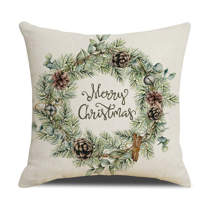 Wholesale Simple Watercolor Christmas Printed Linen Pillowcase MOQ≥2 JDC-PW-Weix003