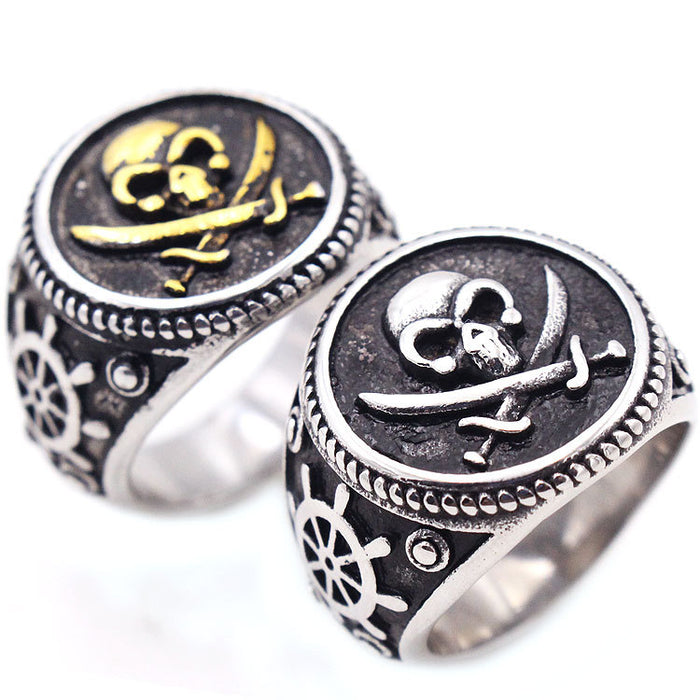 Wholesale Skull Titanium Steel Men's Ring MOQ≥2 JDC-RS-YiR001