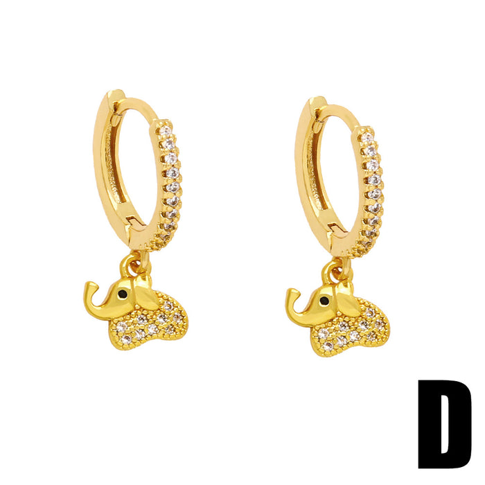 Wholesale Animal Earrings Small Elephant Earrings Copper JDC-ES-AS113