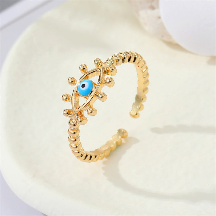 Wholesale copper devil eye ring with oil drop hollow JDC-RS-JueJ012