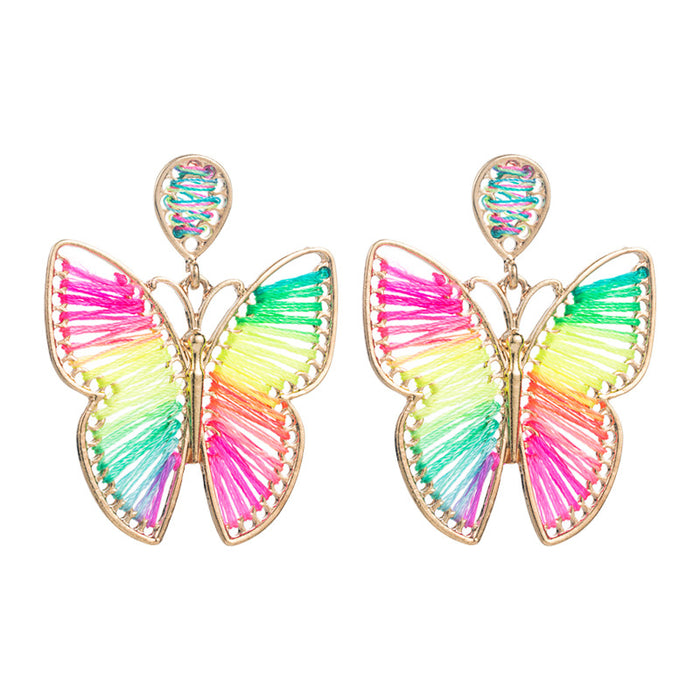 Wholesale Alloy Hand Braided Butterfly Earrings Creative Exaggeration JDC-ES-hemin033