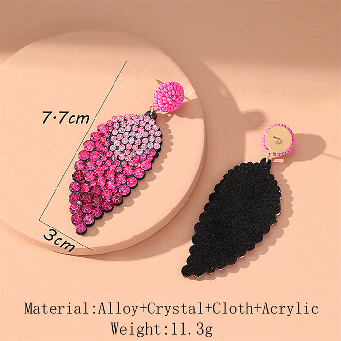 Wholesale Earrings Alloy Crystal Full Diamond Leaves JDC-ES-GuTe022