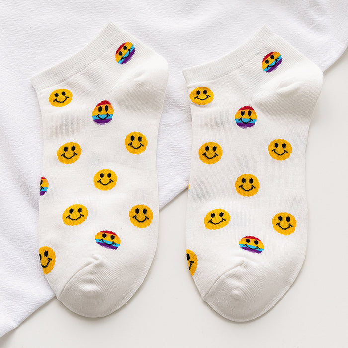 Wholesale socks women's socks rainbow smiley cute spring and summer thin section JDC-SK-CYu004