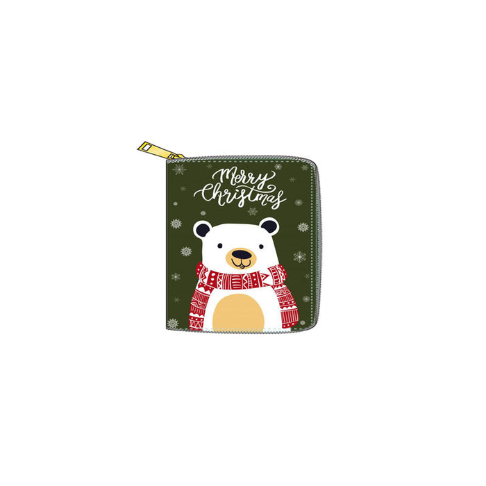 Wholesale Wallet PU Christmas Bear Santa Claus Short Zipper MOQ≥3 JDC-WT-Dengxin017