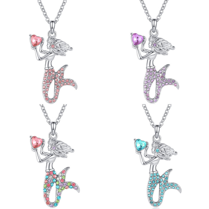 Wholesale ins new jewelry colorful mermaid necklace pendant MOQ≥2 JDC-NE-maida002