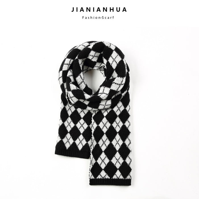 Wholesale Scarf Polyester Cotton Autumn/Winter Soft Thicker Comfortable Rhombus JDC-SF-hengc003