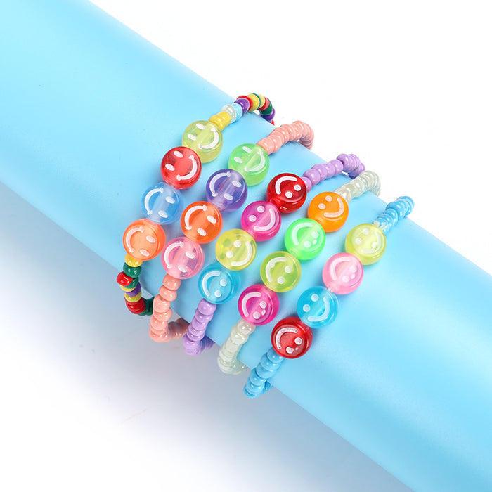Wholesale Cartoon Smiley Beaded Bracelet Cute Colored Rice Beads JDC-BT-ZengZ012