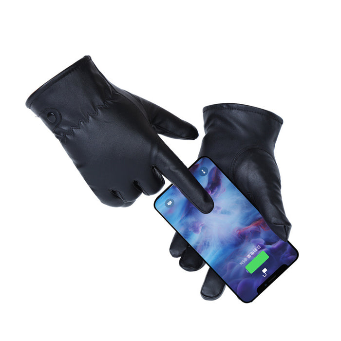 Wholesale Gloves PU Plus Velvet Outdoor Warmth Touch Screen JDC-GS-MYuan012