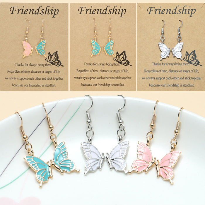 Wholesale Earrings Alloy Enamel Butterfly Splicing MOQ≥2 JDC-ES-YuLu003