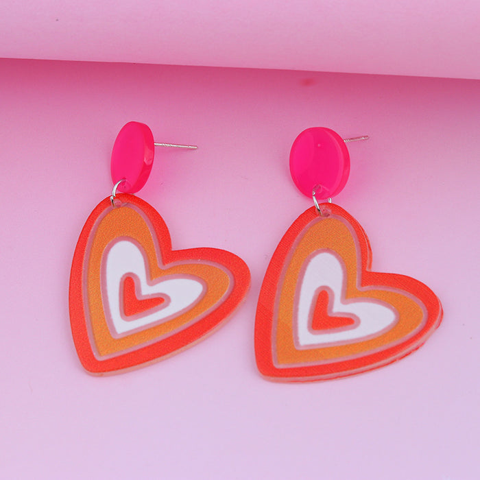 Wholesale Earrings Acrylic Printed Embossed Heart MOQ≥2 JDC-ES-min036