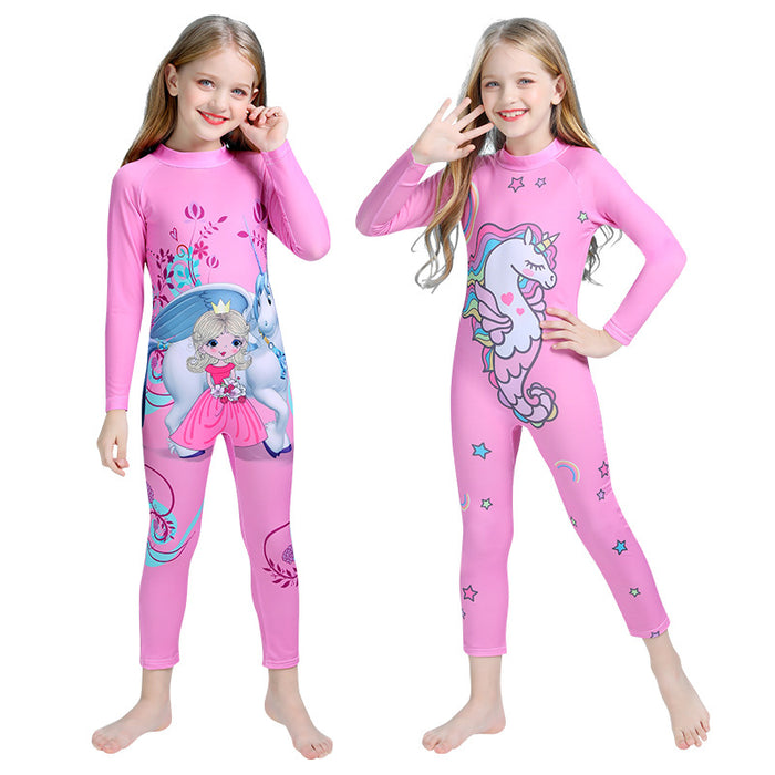 Wholesale Cartoon Kids Swimwear Long Sleeve Beach Suit One Piece Surf Suit JDC-SW-ManT002