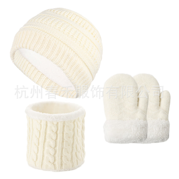 Wholesale Hat Acrylic Warm Kids Scarf Gloves 3 Piece Set MOQ≥2 JDC-FH-Chunh001