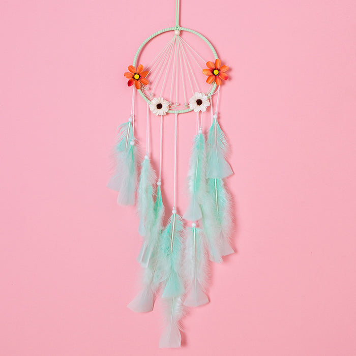 Wholesale Dream Catcher Feather Creative Flower Hand Woven Wind Chime MOQ≥2 JDC-DC-MYing025