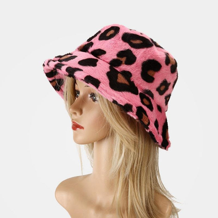 Wholesale Hat Acrylic Leopard Print Fleece Thickened Windproof Bucket Hat JDC-FH-PangQ001