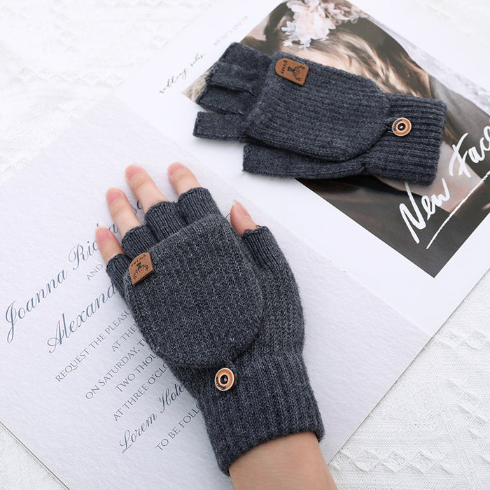 Wholesale Gloves Knitted Riding Student Half Finger Warm Flip Cover JDC-GS-BoY002