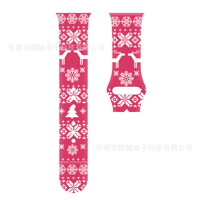 Wholesale Strap Silicone AppleWatch Christmas Color Printed Strap MOQ≥2 JDC-WD-KuYue006