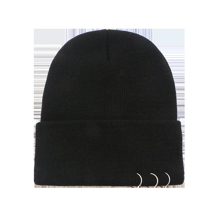 Wholesale Hat Acrylic Winter Outdoor Three Metal Eco Friendly Warm Knit Hat MOQ≥2 JDC-FH-TangQ008