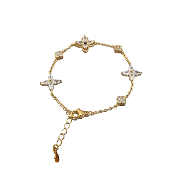 Brazalete al por mayor cobre oro real electroplacado de circón flor de cristal perla de agua dulce jdc-by045