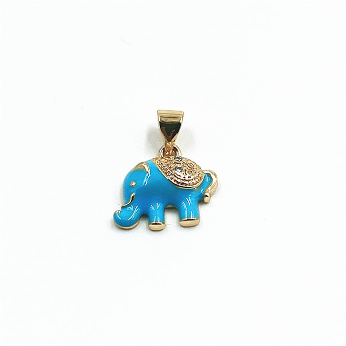 Wholesale Necklace Copper Inlaid Zircon Elephant Pendant Color Preservation MOQ≥2 JDC-NE-ZIYN011