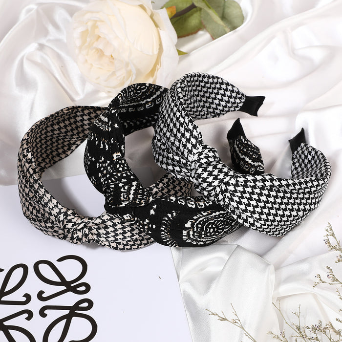Wholesale Knotted Wide Brim Fabric Headband MOQ≥2 JDC-HD-FengHan001