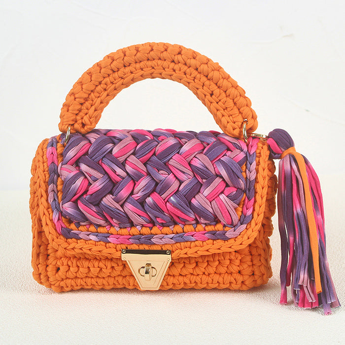 Wholesale Handbag Cotton Thread Hand Woven Small Square Bag Tassel MOQ≥3 JDC-HB-Xianju002